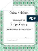 Bruce Keever: Certificate of Scholarship