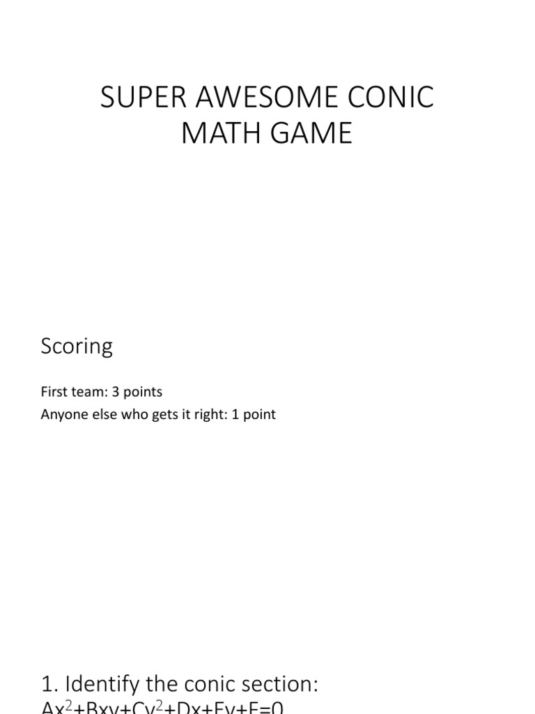 Conic Section Identification Game | PDF