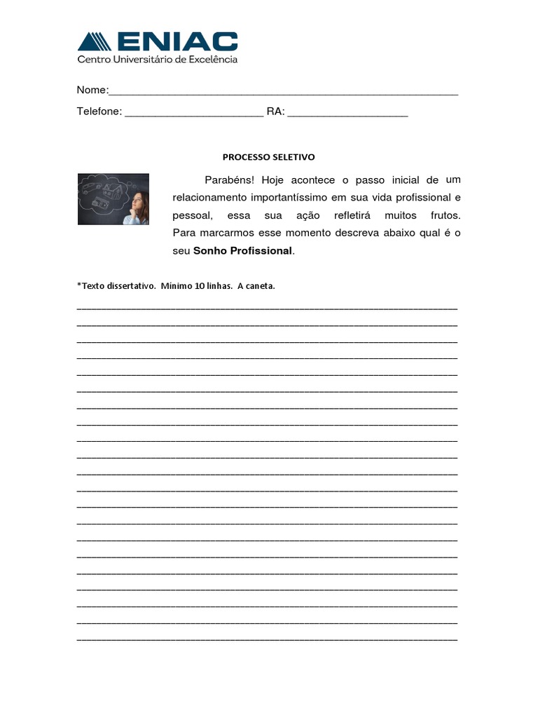 Tema para redação processo seletivo Sonho Profissional (1) (2).pdf | PDF