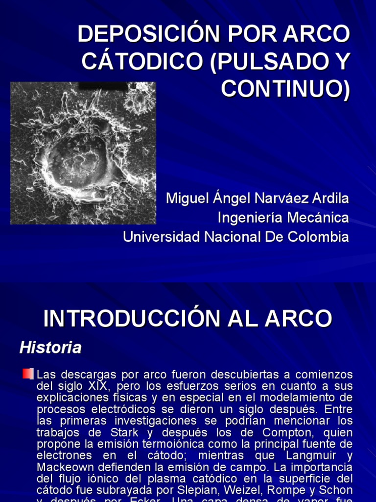 Deposición Por Arco Cátodico (Pulsado y Continuo PDF Corriente