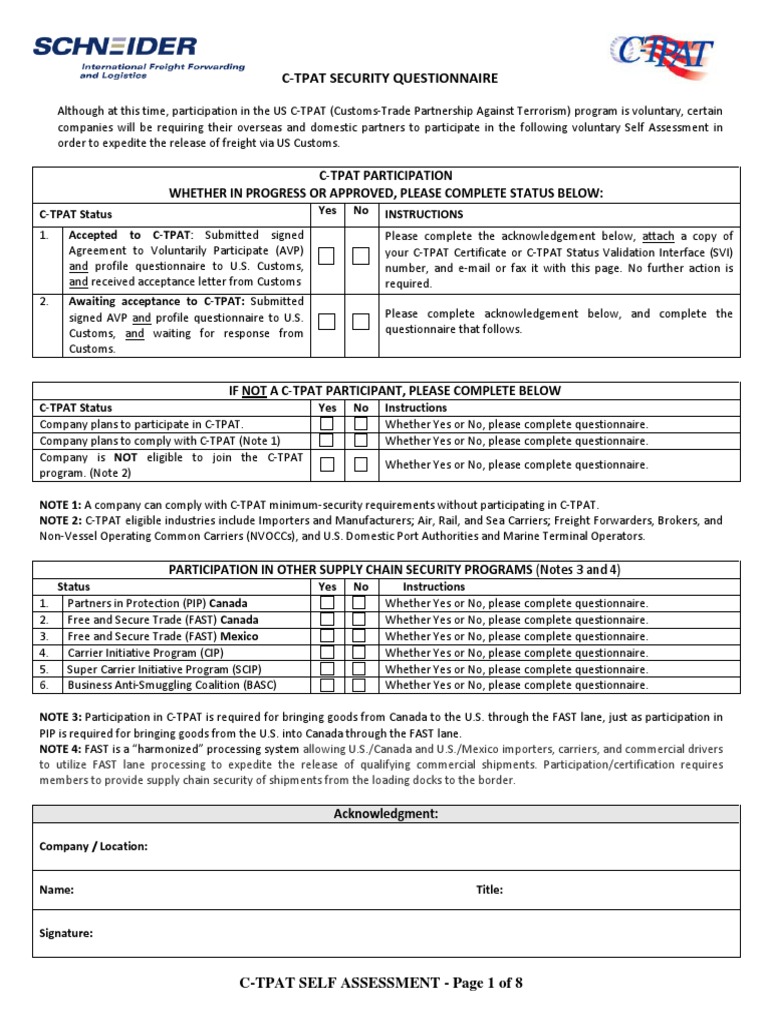 01CTPAT Security Questionnaire.pdf Physical Security Information