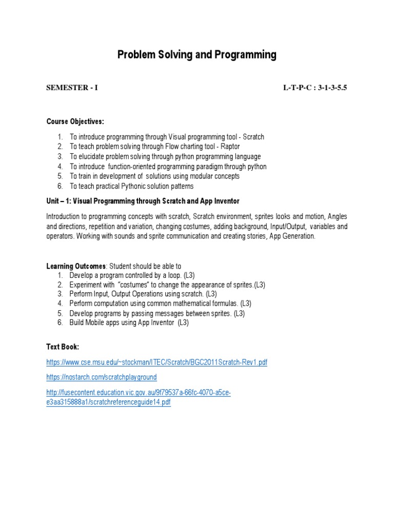 04-Problem Solving and Programming | PDF | Scratch (Programming ...