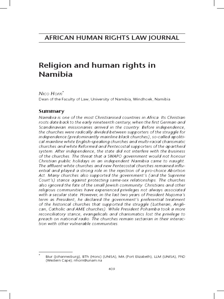 Religion and Human Rights in Namibia | PDF | Christian Denomination ...