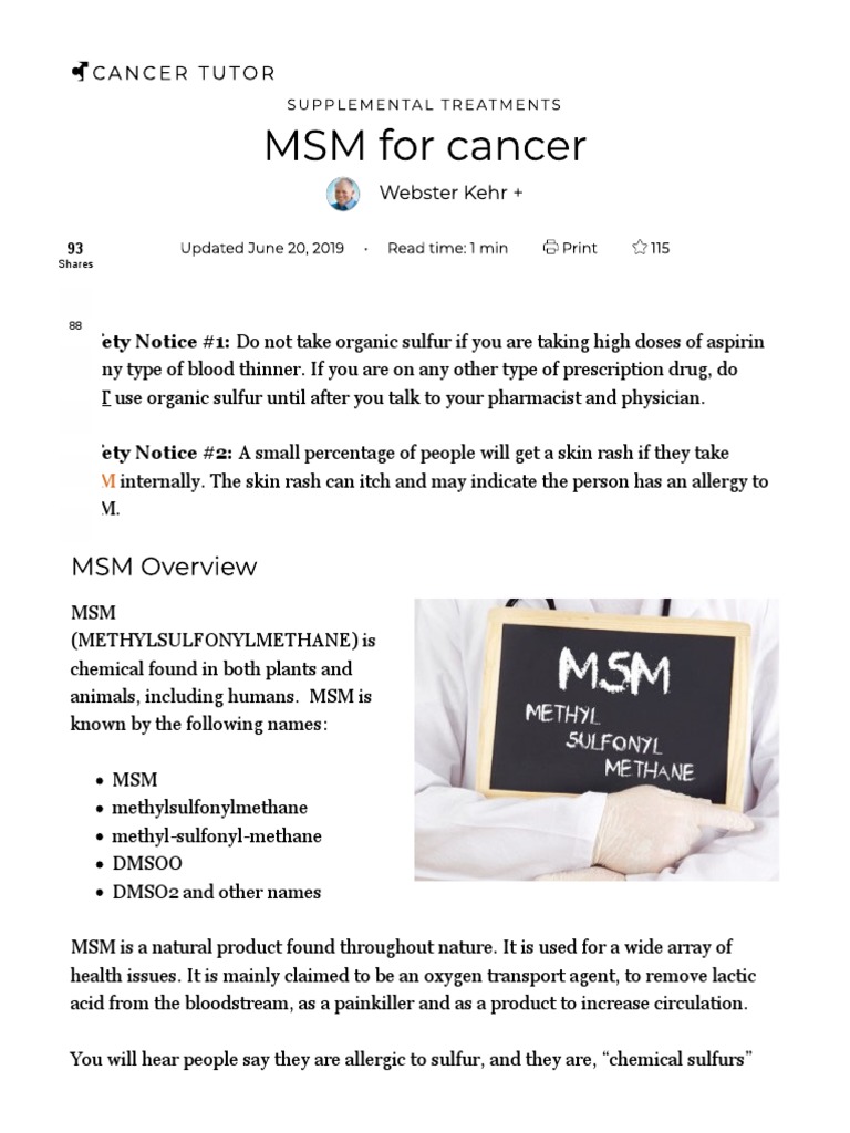 MSM Treatment For Cancer Benefits, Safety & Protocols PDF