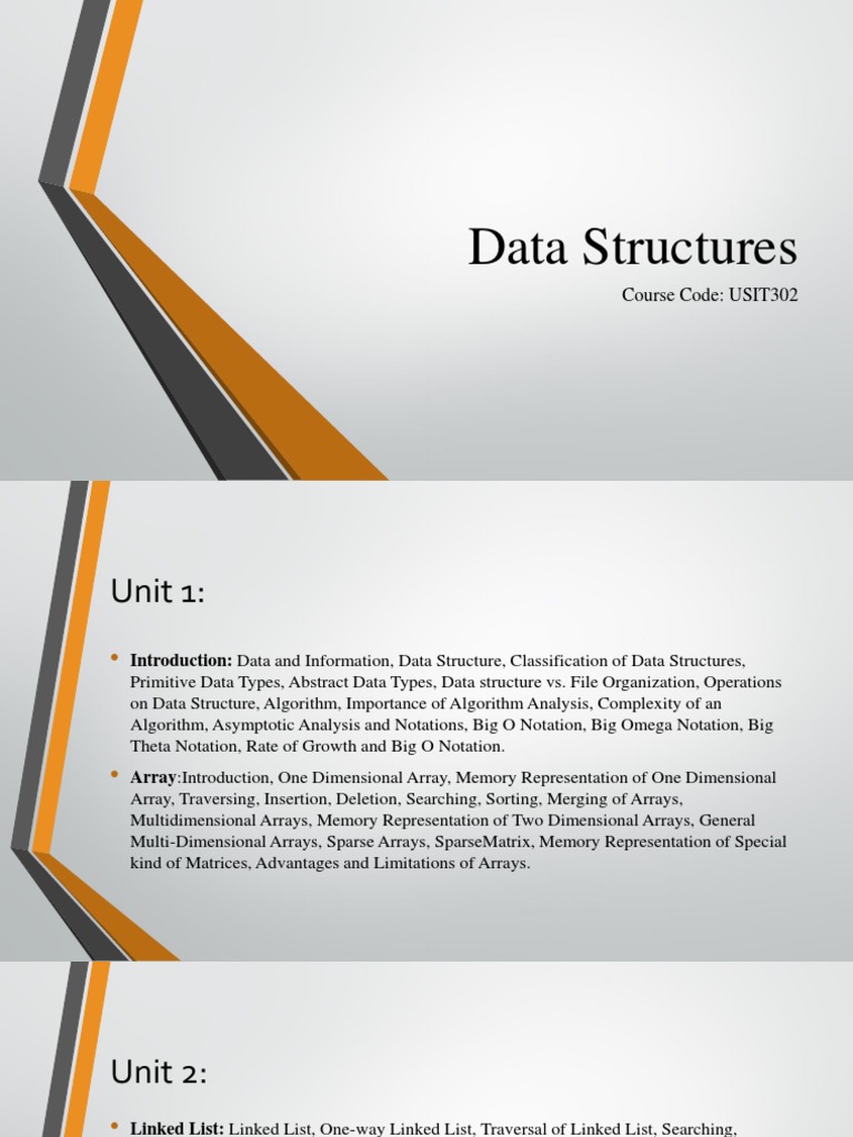 Data Structures: Course Code: USIT302 | PDF | Array Data Structure ...