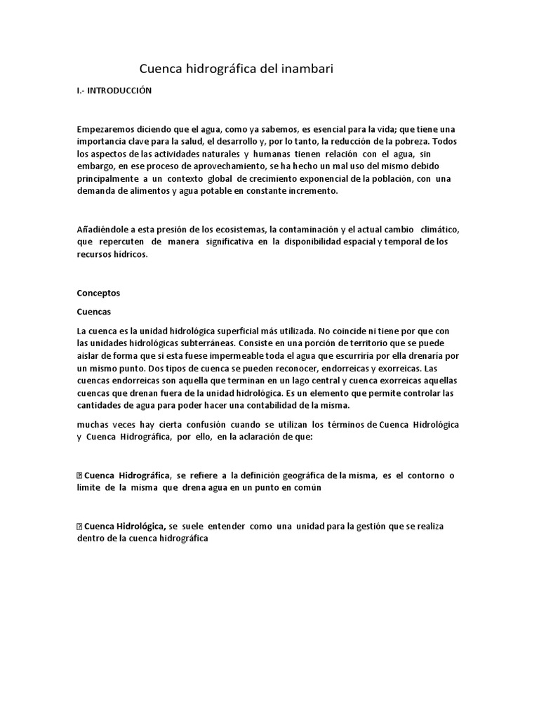 Cuenca Hidrográfica Del Inambari | PDF | Cuenca de drenaje | Río