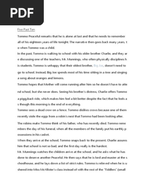 Private Peaceful Chapters Summary Nature