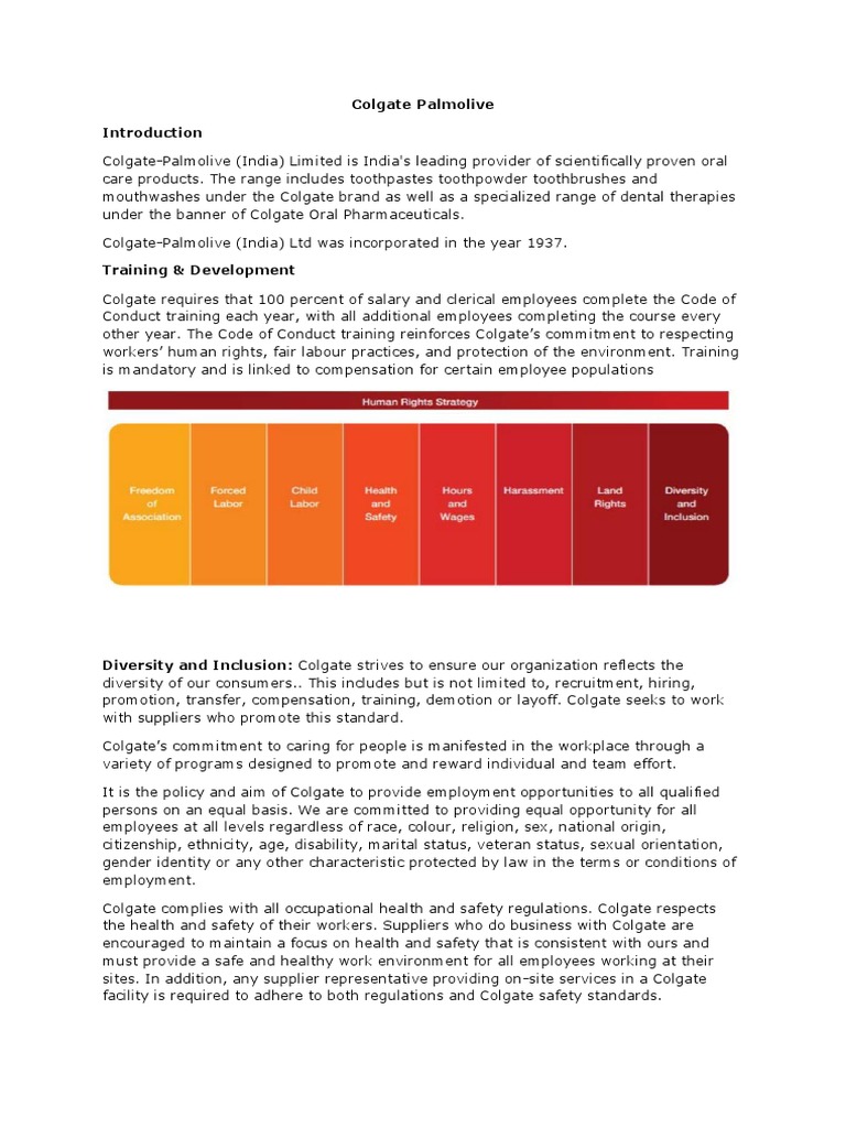 Colgate Palmolive | PDF | Employment | Occupational Safety And Health