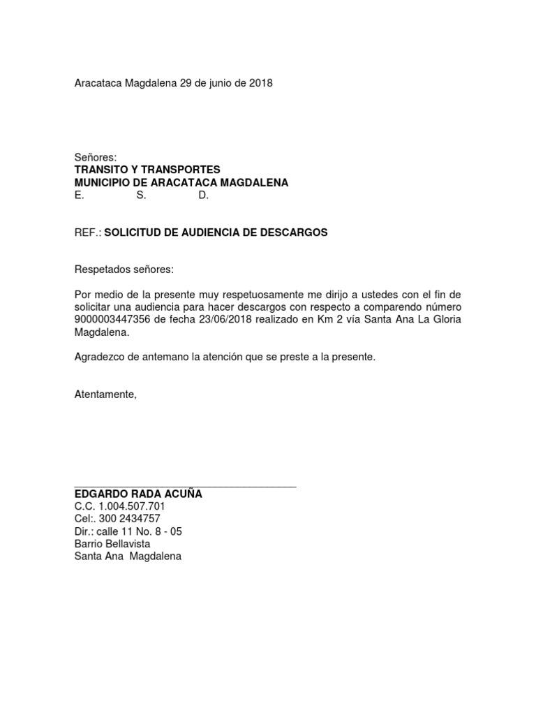 Carta Solicitud Audiencia | PDF