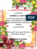 Certificate of Participation: Norma A. Cantos