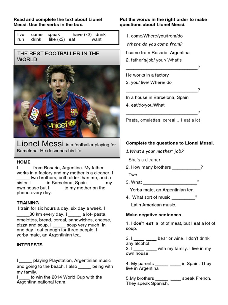 Messi Simple Present | PDF | Grammar | Syntax