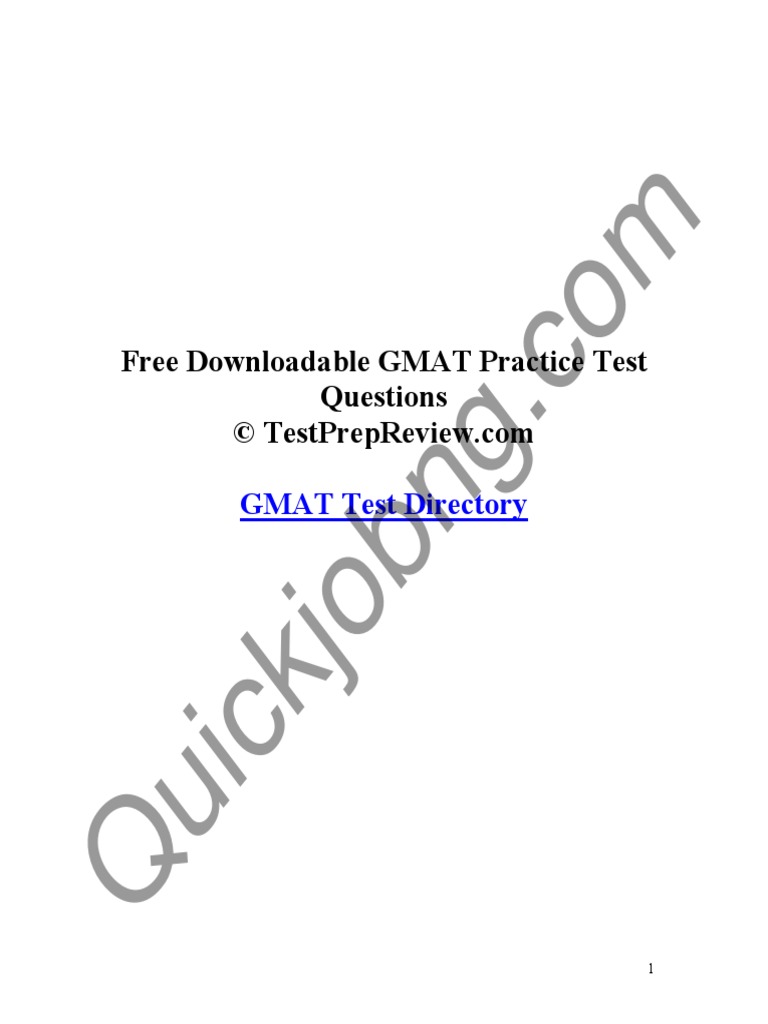 Free Downloadable GMAT Practice Test Questions | Download Free PDF ...
