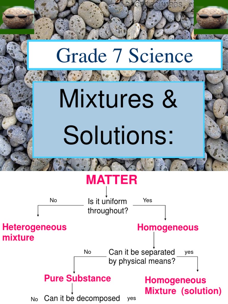 Mixtures and Pure Substances in Grade 7 | PDF | Mixture | Chemical ...
