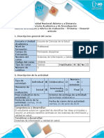 Guía de Actividades y Rúbrica de Evaluación - Pretarea - Resumir Artículo