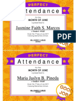 Monthly Perfect Attendance Grade 2