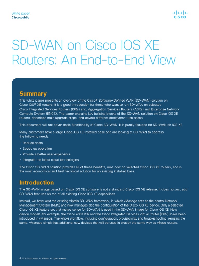 SD Wan On Cisco iOS XE Routers An End To End View | PDF | Router ...