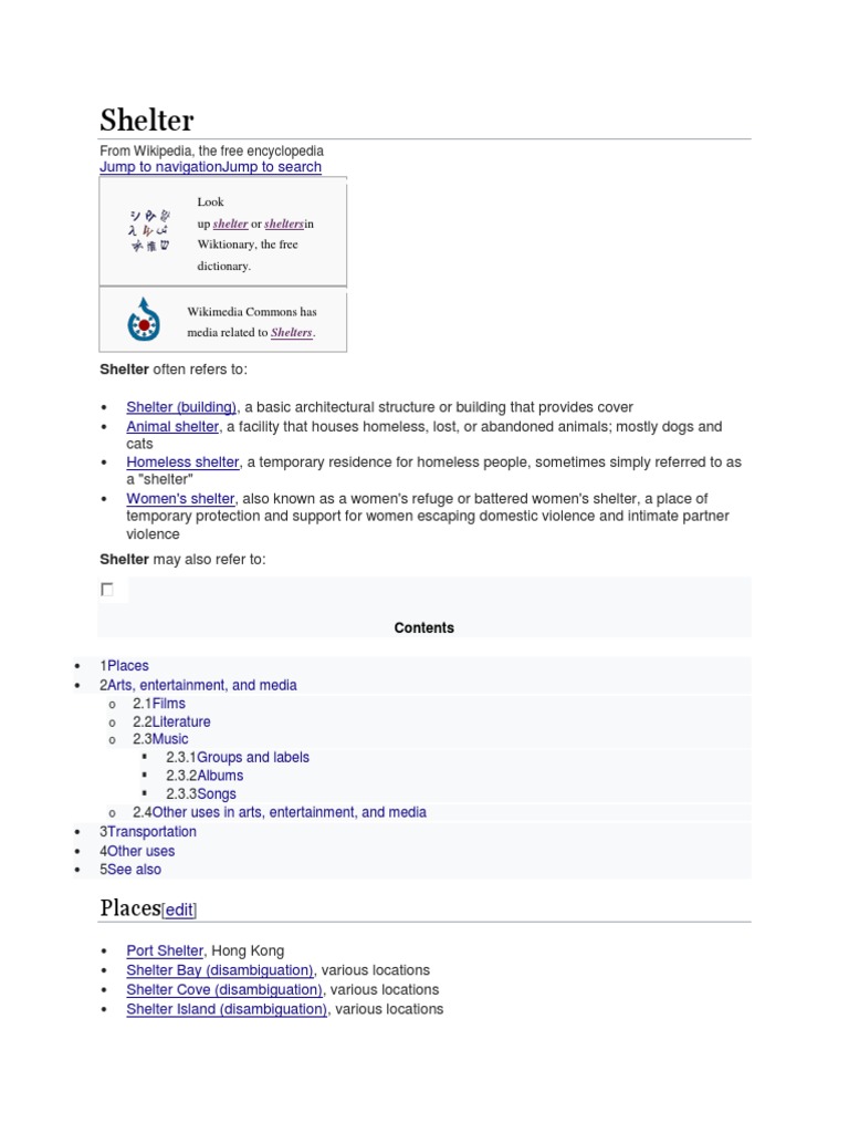 Shelter | PDF