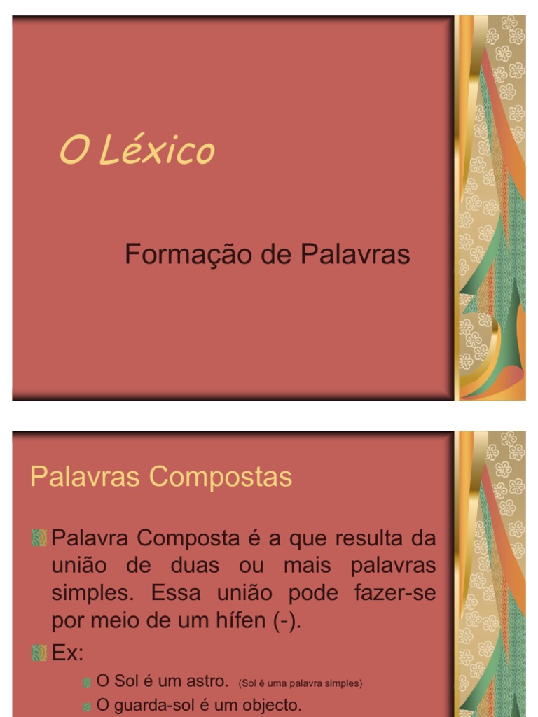 Palavras Compostas e Derivadas | PDF | Gramática | Morfologia linguística