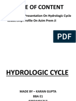 Table of Content: - Powerpoint Presentation On Hydrologic Cycle - Leadership Profile On Azim Prem Ji