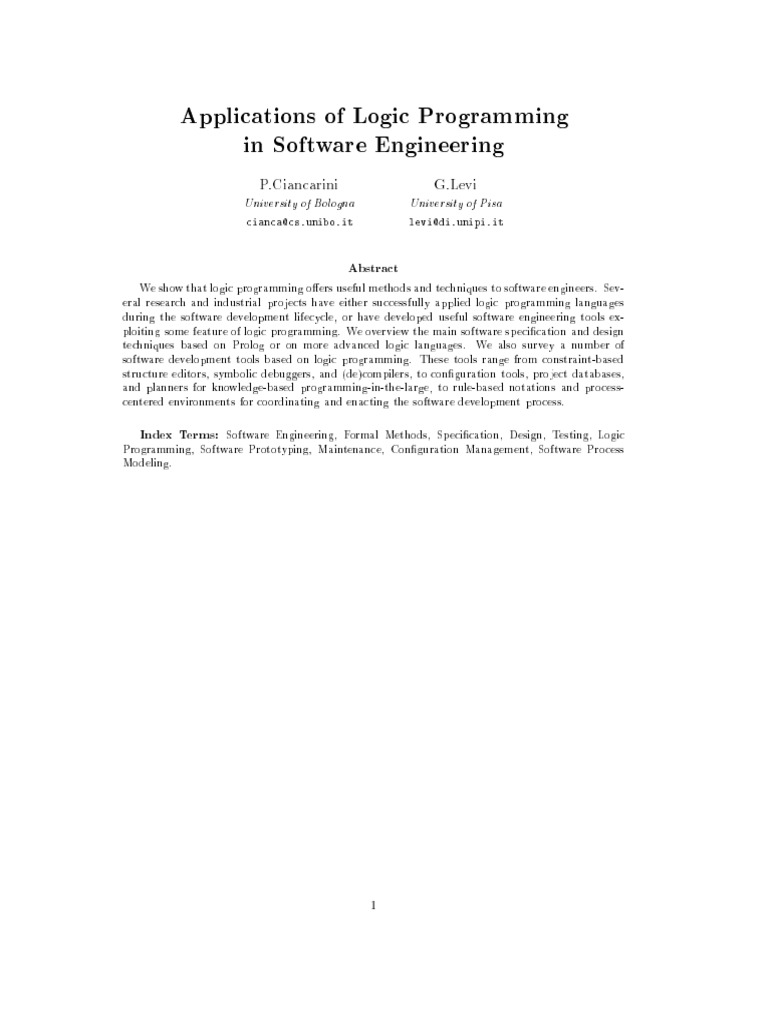 Logic Programming in Software Engineering | PDF | Programming Language ...