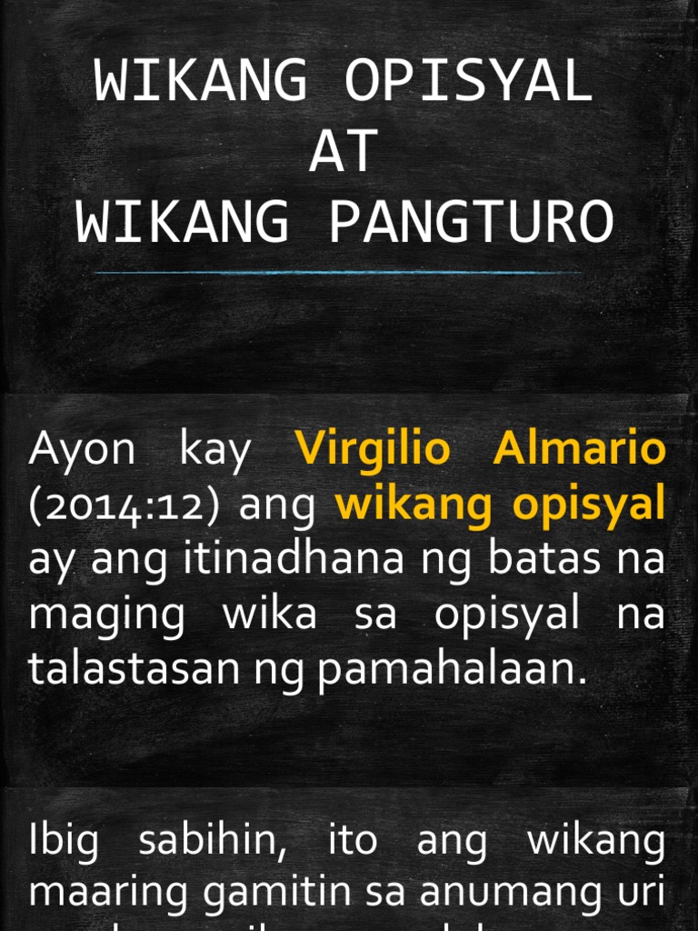 Ano Ang Opisyal Na Wika Ng Pilipinas