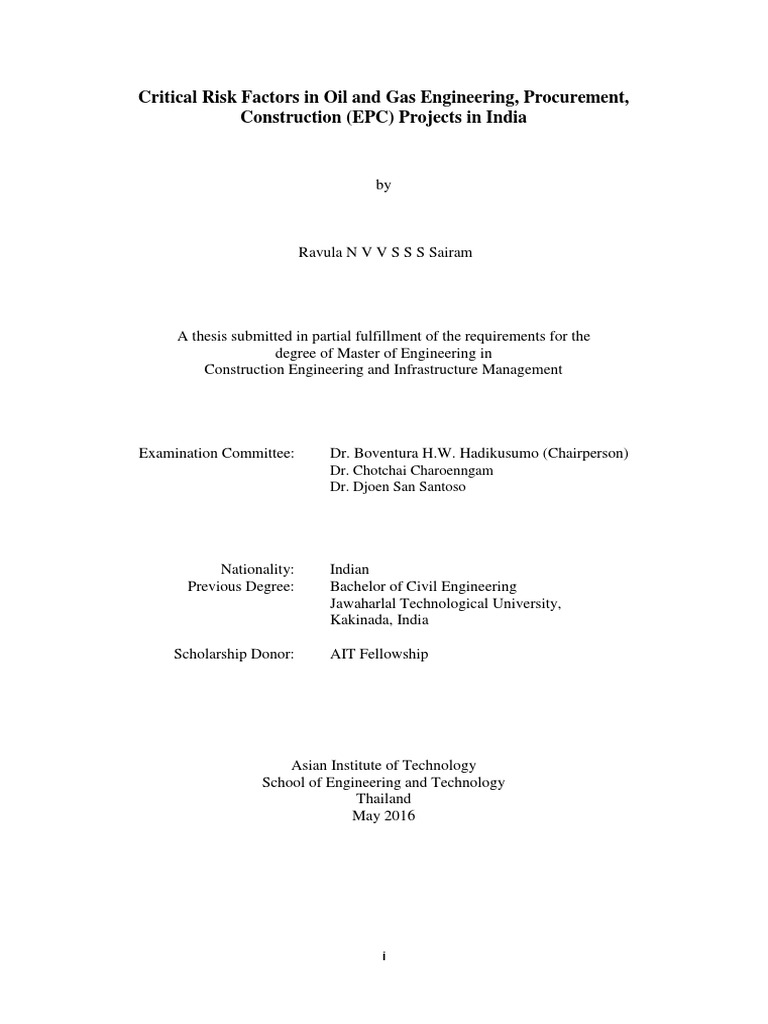 Critical Risk Factors in Oil & Gas Epc Projects | PDF | Risk Management ...