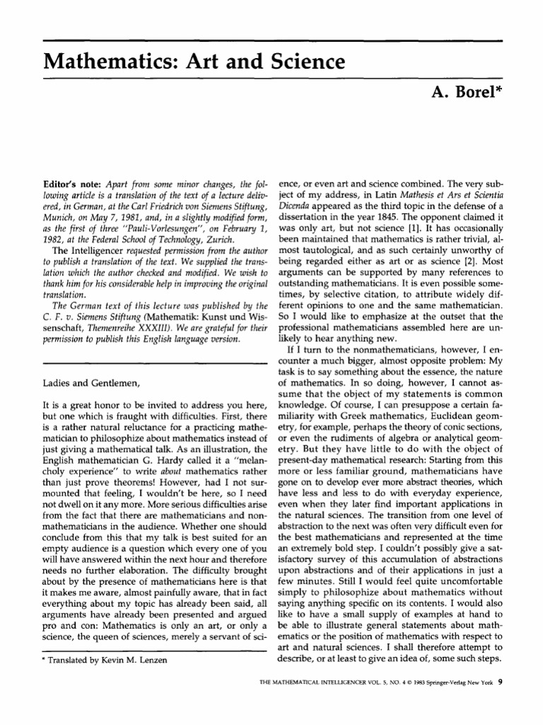 Mathematics: The Art and Science Debate | PDF | Group (Mathematics ...