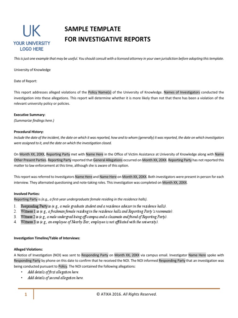 Sample Template For Investigative Reports | PDF | Sexual Intercourse ...