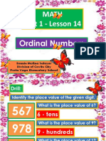 Powerpoint in Mathematics Unit 1 - Lesson 14 Ordinal Numbers