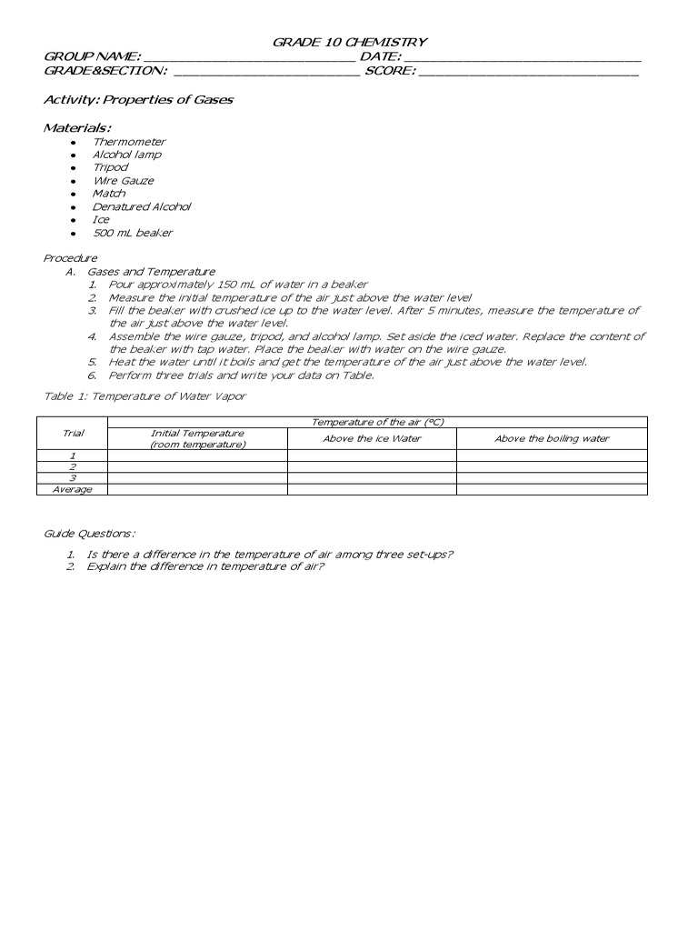 Activity 1 Properties Of Gases Part 3