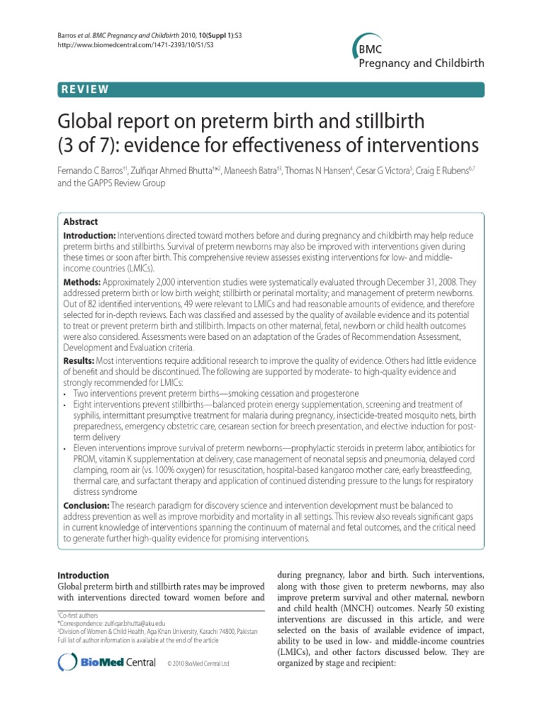 Global Report On Preterm Birth and Stillbirth | PDF | Childbirth