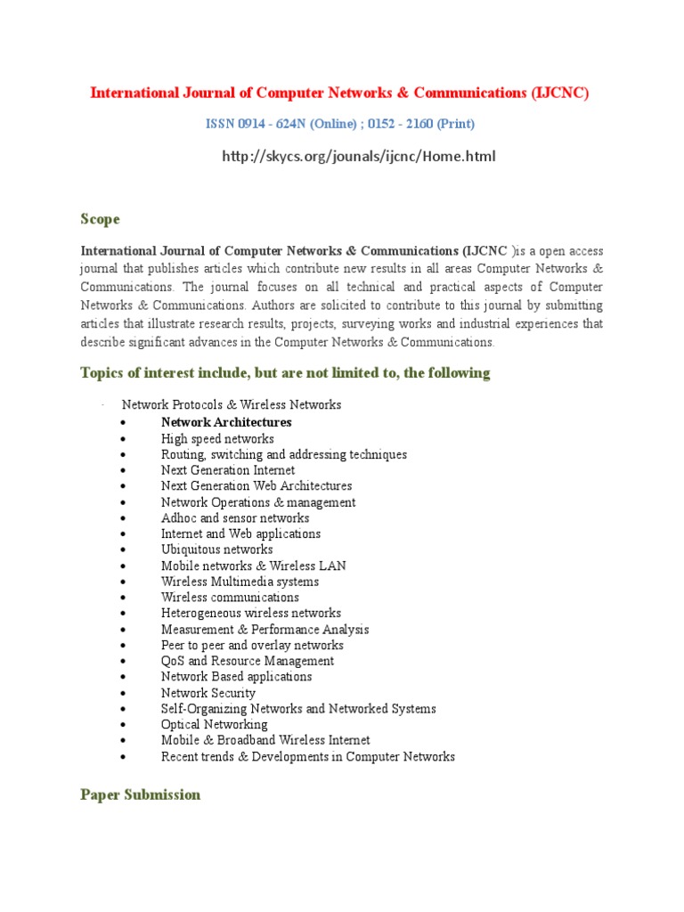 International Journal of Computer Networks & Communications (IJCNC) | PDF