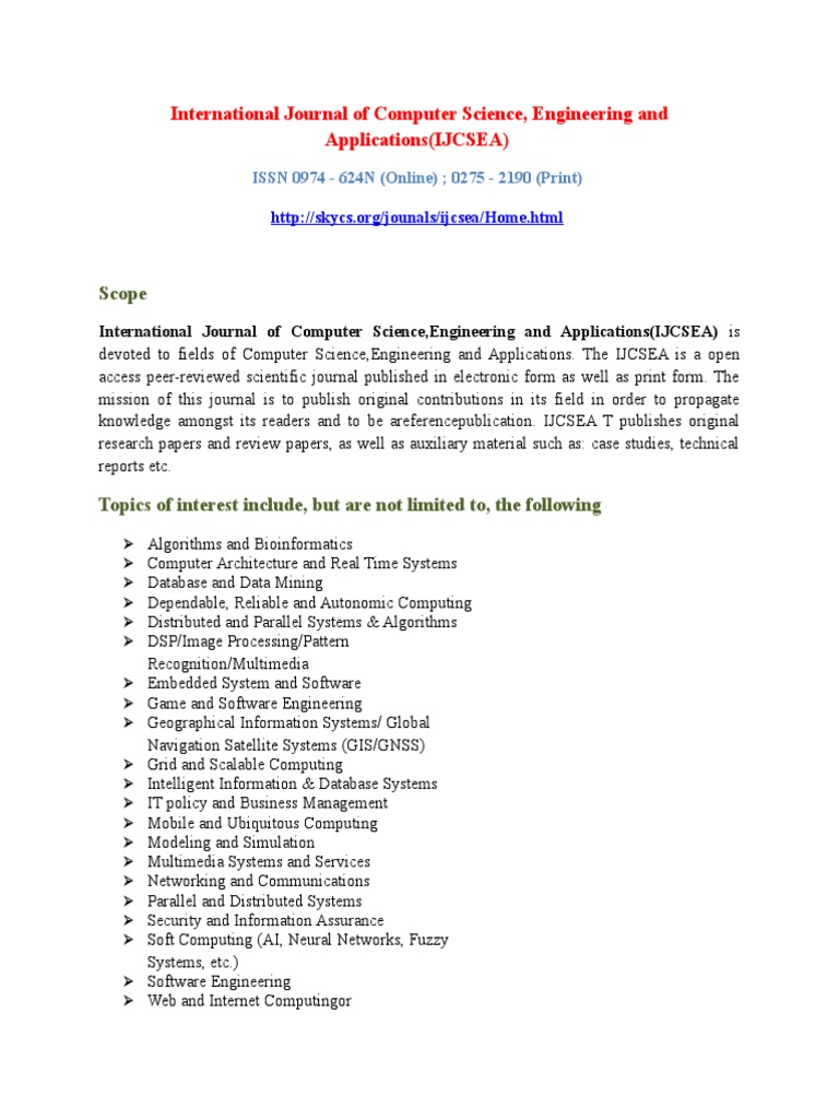 International Journal of Computer Science, Engineering and Applications ...