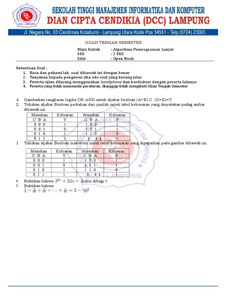 Soal Uts Algoritma Pemrogrman Lanjut Docx