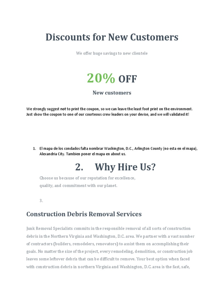 New Customer Discounts on Debris Removal | PDF