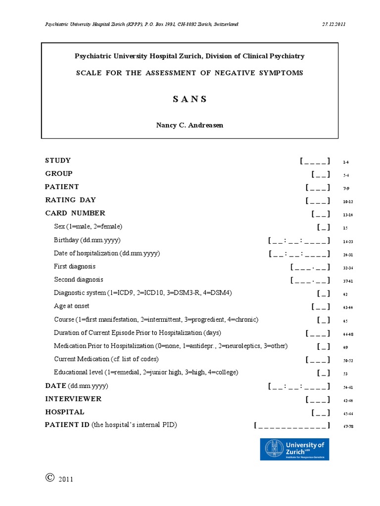 Psychiatric University Hospital Zurich (KPPP), P.O. Box 1931, CH8032