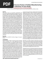 Study of Critical Success Factors of Indian Manufacturing Industries: A Case Study