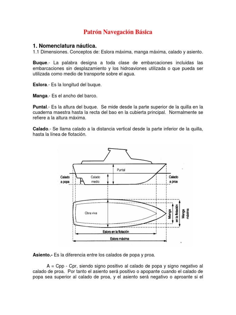 Partes y dimensiones de un buque | PDF | Timón | Barcos