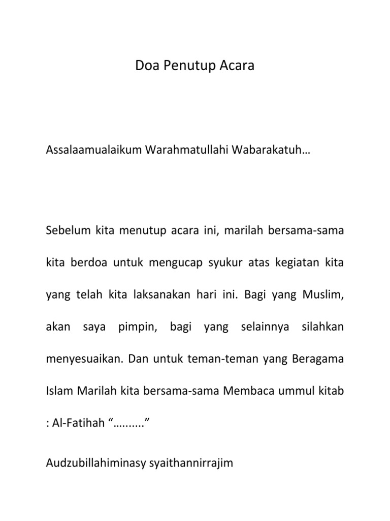 Doa Penutup Acara Resmi dan Pengajian | PDF