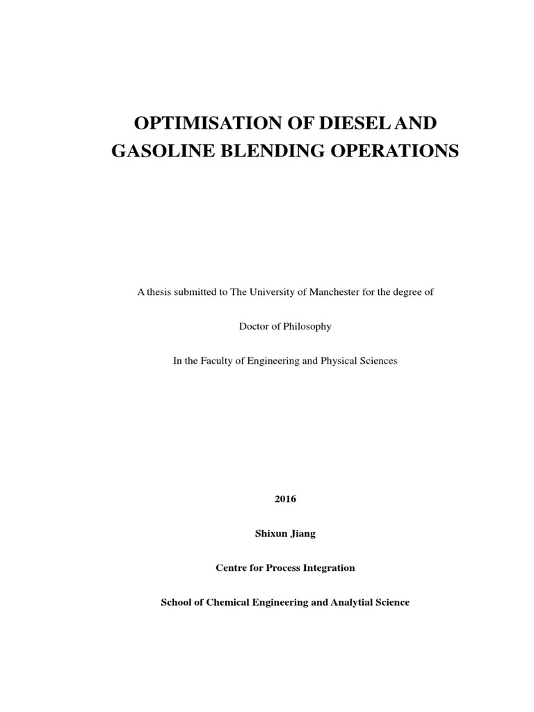 Optimisation of Diesel and Gasoline Blending Operations | PDF ...