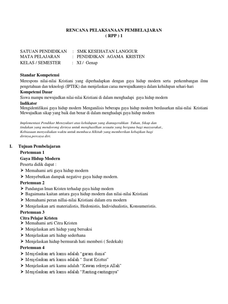 Rencana Pembelajaran Pak Docx