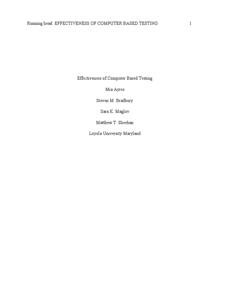 Group 3 Lit Review - Effectiveness of Computer Based Testing | PDF ...