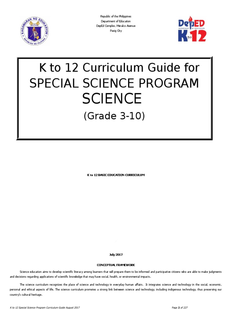 K to 12 Special Science Curriculum Guide | PDF | Chemical Bond | Science