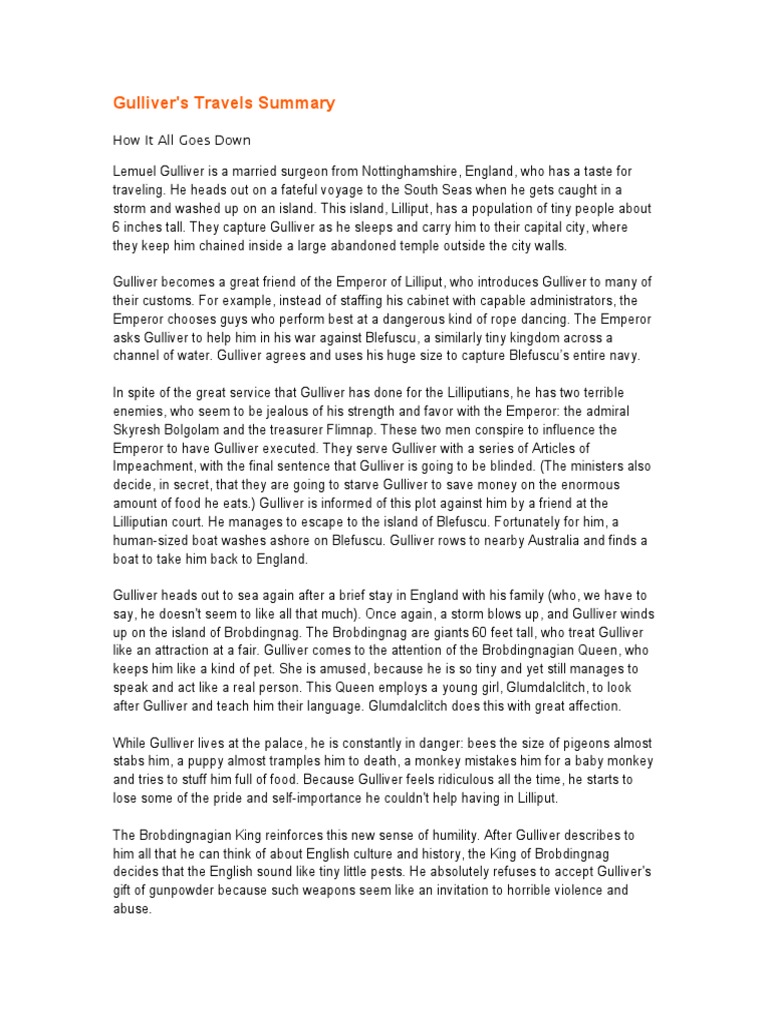 Gulliver's Travels Summary PDF