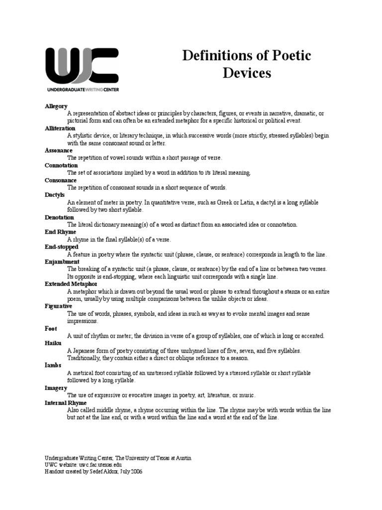 PoetryDefinitions PDF | PDF | Metre (Poetry) | Poetry