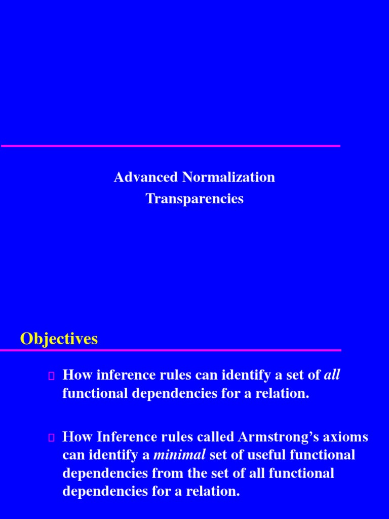 Advanced Normalization Transparencies | PDF | Databases | Data Model