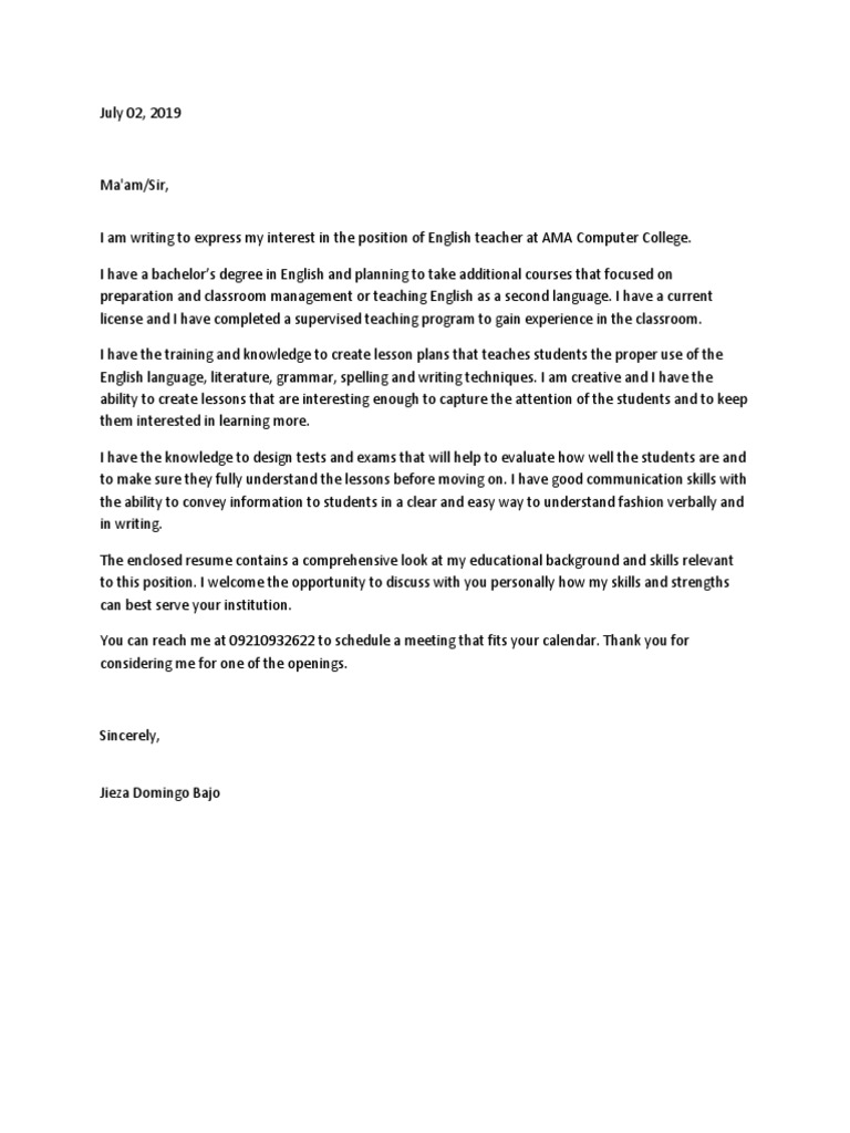 July 02 Application Letter | PDF
