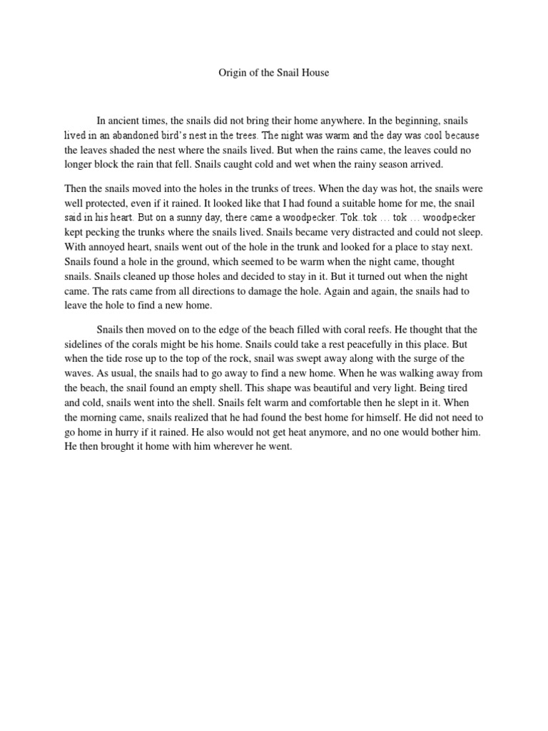 Origin of The Snail House PDF