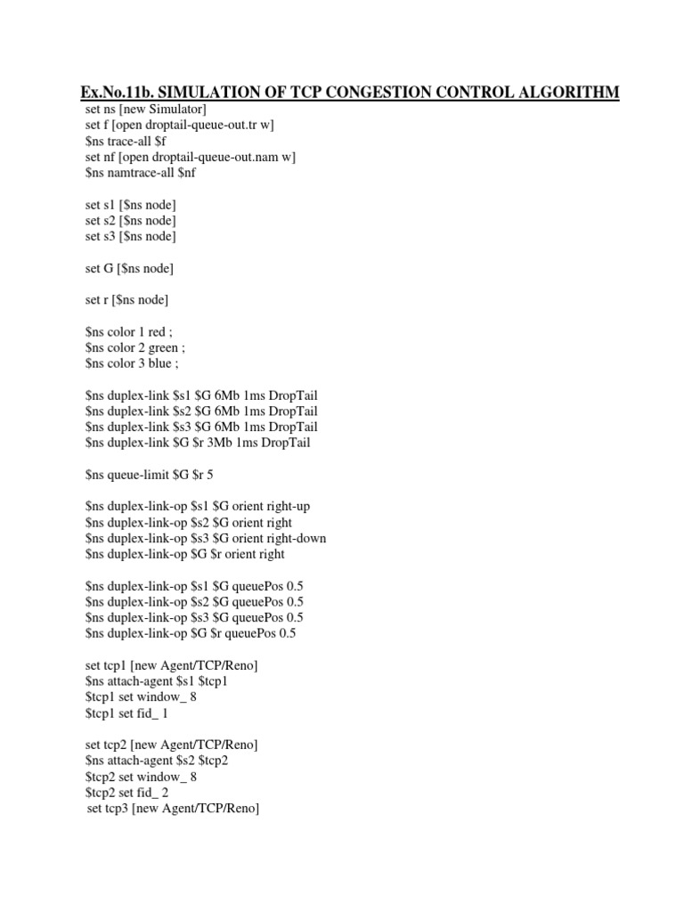 TCP Congestion Control Simulation | PDF