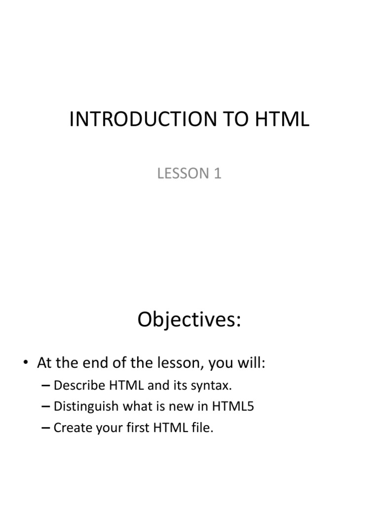 Introduction to HTML for Class 9 | PDF | Html5 | Html